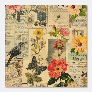 Papier Peint Collage rustique Vintage de journaux (3)