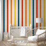 Papier Peint Coloré Rétro rayé<br><div class="desc">Papier peint à rayures rétro avec rayures verticales colorées.</div>