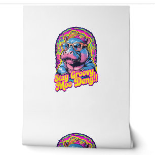 Papier Peint Coloré Séjour Super Moo Deng Pygmy Hippo Design T