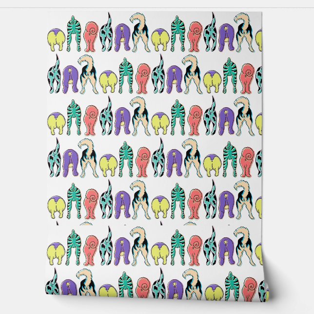 Papier Peint Colorful Dog Butts Pattern (Déroulement)