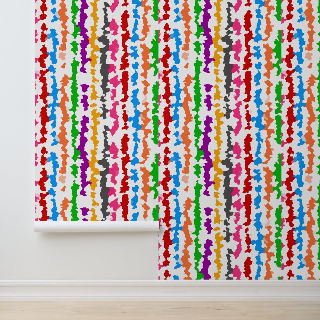 Papier Peint Conception Abstraite Irrégulière Colorée Blanche (Application)