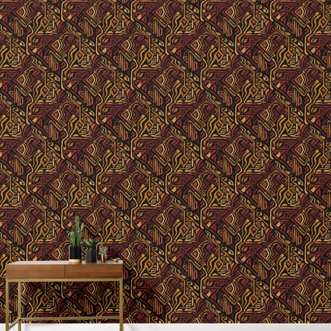 Papier Peint Conception africaine royale texturée haut de gamme (Couloir)