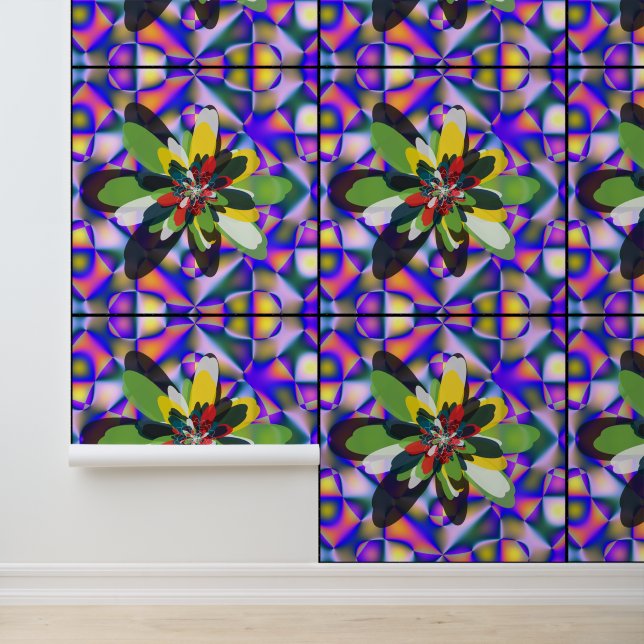 Papier Peint Conception d'art mandala floral quantique abstrait (Application)