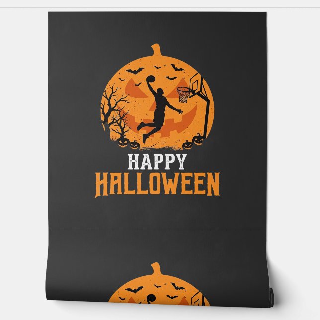 Papier Peint Conception de dunk de basket-ball Halloween citrou (Déroulement)