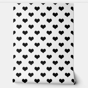 Papier Peint Conception de motif de cœur d'amour noir et blanc