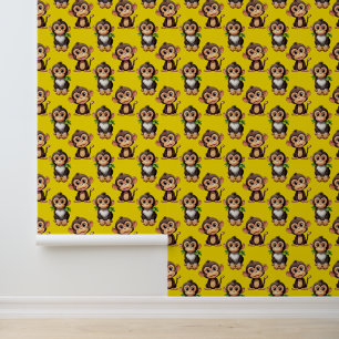 Papier Peint Conception de motif singe jaune 