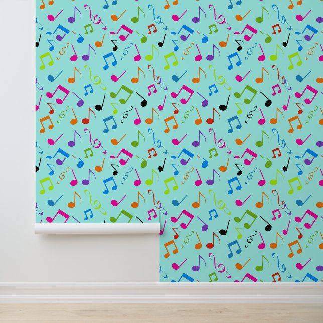 Papier Peint Conception de notes musicales colorées (Application)