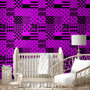 Papier Peint Conception de Patchwork Motifs mélangés violet noi