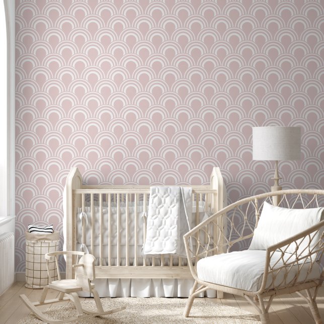 Papier Peint Conception de vagues de rougeur rose (Enfants)