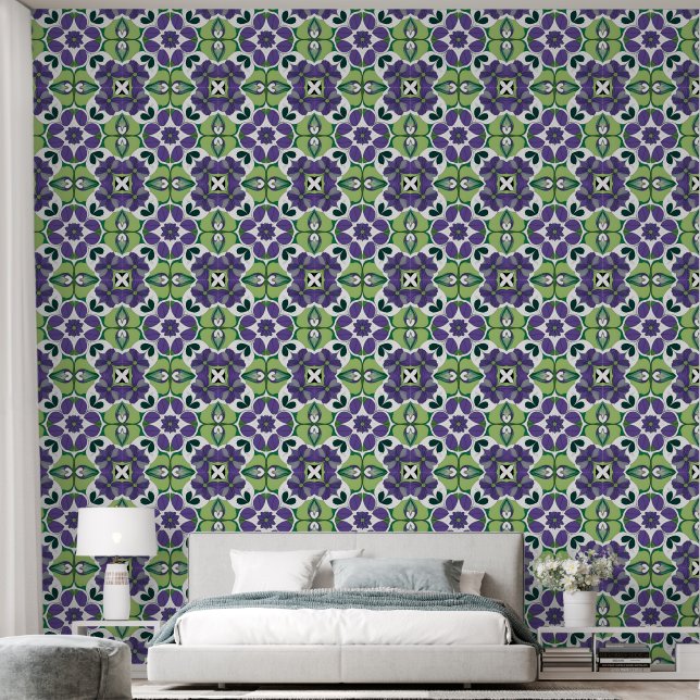 Papier Peint Conception florale abstraite colorée (Chambre à coucher)