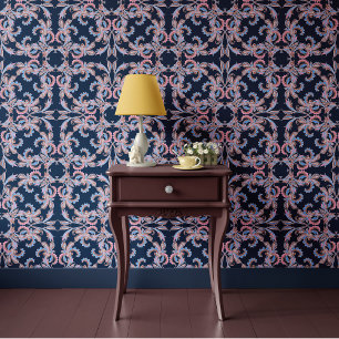 Papier Peint Conception ornementale baroque bleu de minuit