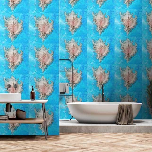Papier Peint Conch Shell "Beach Life" (Salle de bain)