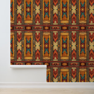 Papier Peint cool Aztec Western faux bois carrelé motif Wallpap