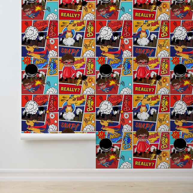 Papier Peint Cool garçons bande dessinée pop carrelée (Application)