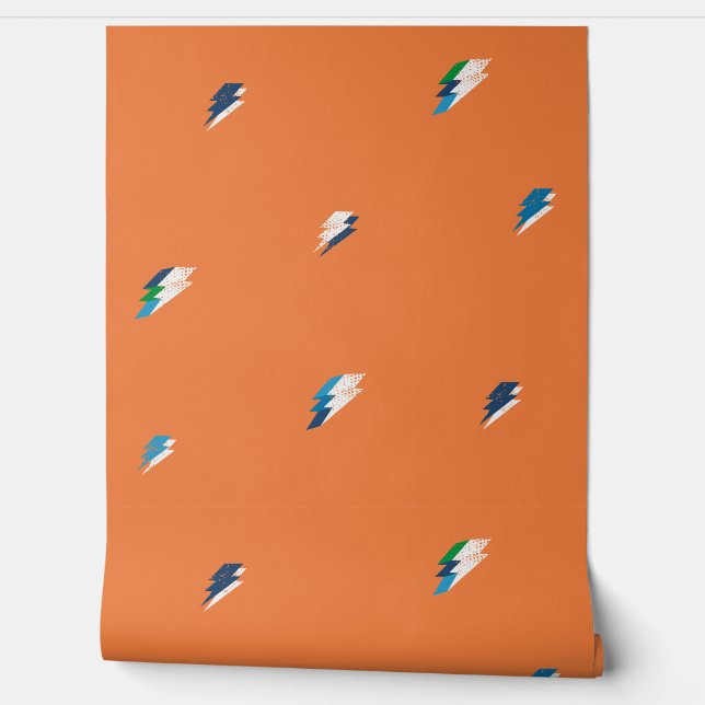 Papier Peint Cool Lightning Bold motif sur Orange (Déroulement)