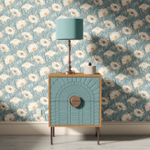 Coquelicot vintage en crème bleu beige rouille