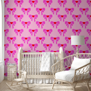 Papier Peint Coquette simple Motif de ruban rose Preppy y2k