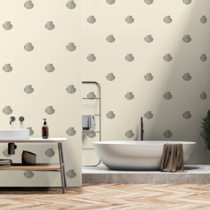 Papier Peint Coquille or Vintage moderne sur crème Beige