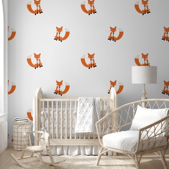 Papier Peint Coral Cute Fox Moderne Simple (Enfants)