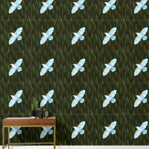 Papier Peint Corbeau blanc sur conifères fragiles