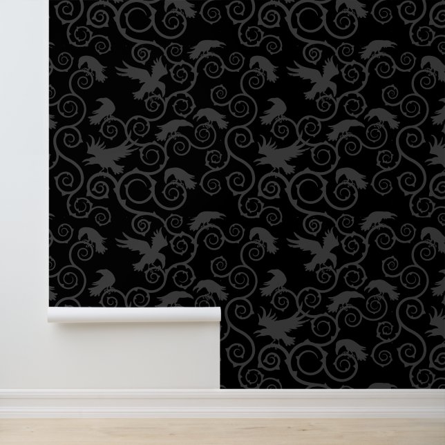 Papier Peint Corbeau noir et gris Gothique romantique Conte de  (Application)
