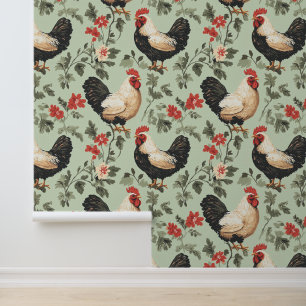 Papier Peint Cosy décor de poulet d'inspiration agricole pour l