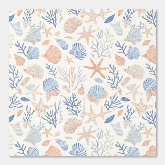 Papier Peint Côtière rustique - Coquillages, Starfish, Reef (34 (Recto)