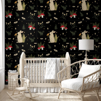 Papier Peint Cottagecore Woodland Botanical Mushroom Forest