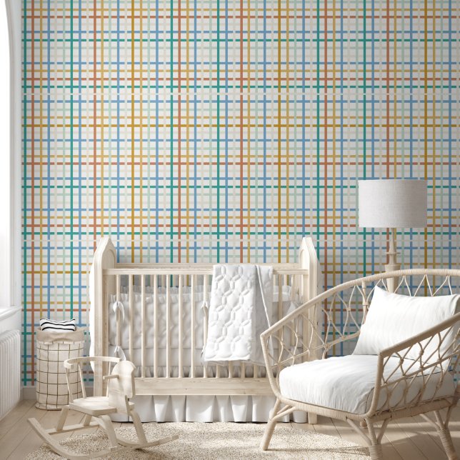 Papier peint couleur arc-en-ciel plaid (Enfants)