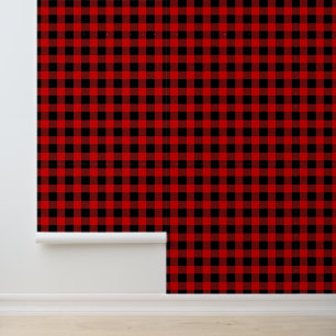 Papier Peint Couleur de fond DIY Buffalo Check Plaid #2 Noir Ro