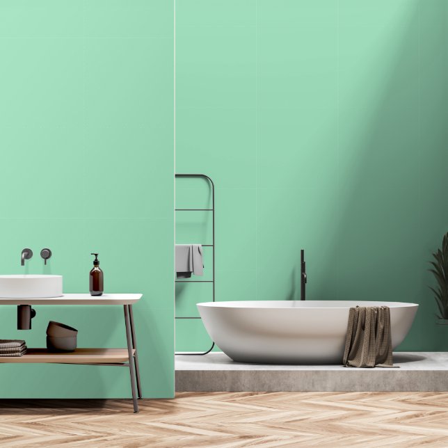 Papier Peint Couleur unie vert mousse marine moderne (Salle de bain)