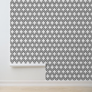 Papier Peint Couleurs DIY Motif Morocain Quatrefoil #4DS Noir B