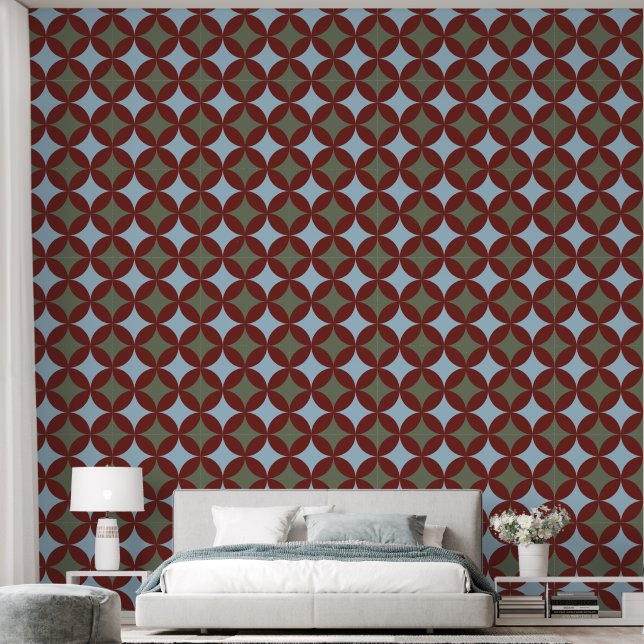 Papier Peint Couleurs rétro Mi-Siècle Cercles modernes (Chambre à coucher)