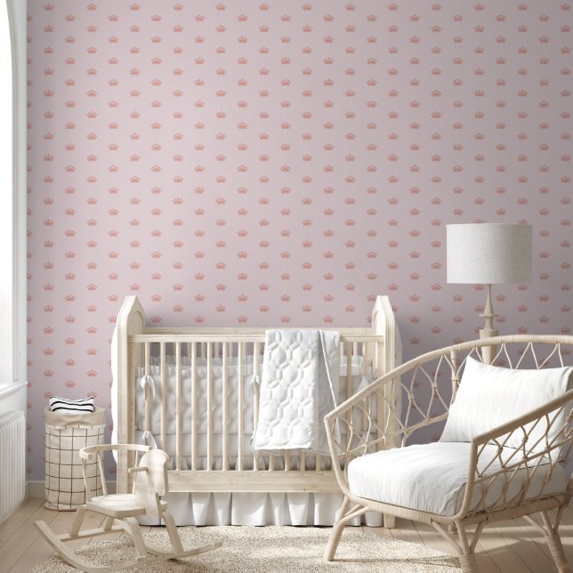 Papier Peint Couronne de Princesse Rose Élégante (Enfants)