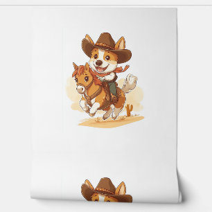 Papier Peint Cowboy Corgi - Western Rodeo Chien