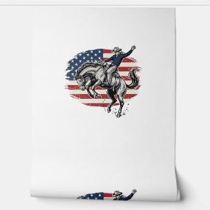 Papier Peint Cowboy de Rodéo Vintage Patriote Cavalier de Cheva