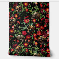 Crâne Mystique vintage Et Jardin Rose