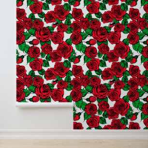 Papier Peint Cravate motif de roses rouges