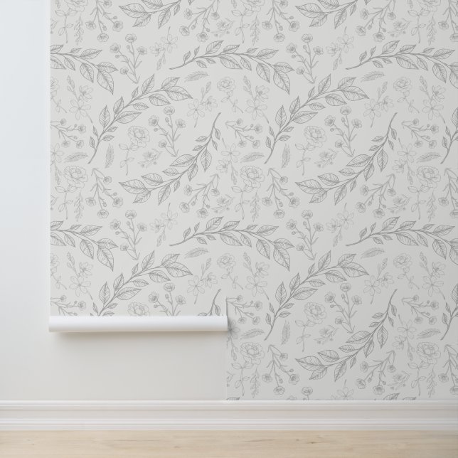Papier Peint Crème botanique florale (Application)