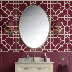 Papier Peint Crimson Majesty - Bourgogne & Crème - Sophistiqué