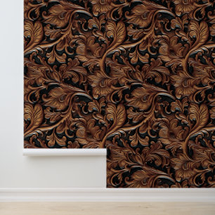 Papier Peint Cuir brun chocolat noir travaillé