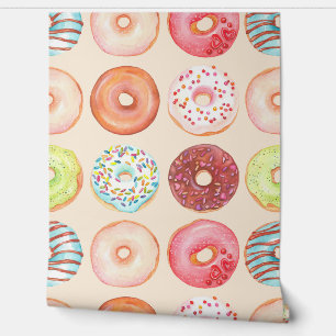 Papier Peint Cuisine Aquarelle Colorée Vitrée Donuts Cuisine
