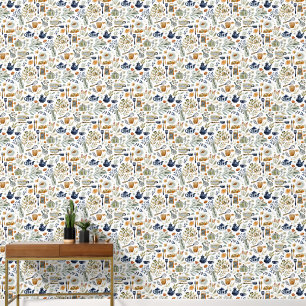 Papier Peint Cuisine de campagne peinte à la main de manière ru