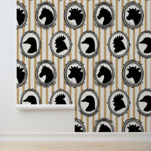 Papier Peint Cuisine de ferme rustique Barnyard rayure noir et