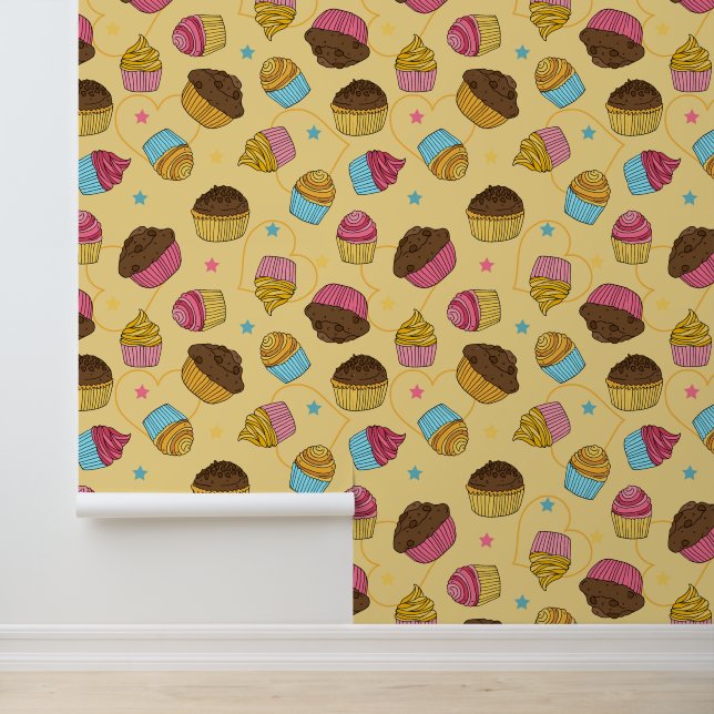 Papier Peint Cupcakes et muffins Dessert Food Patterned (Application)