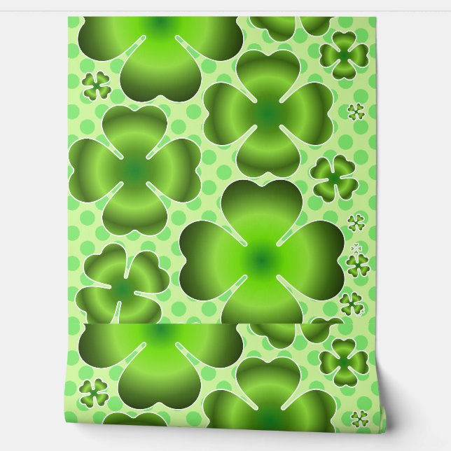 Papier Peint Custom Green Lucky Clover Pattern Gift (Déroulement)