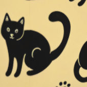 Papier Peint Cute Black Cats & Paw Prints Seamless Pattern (Couture)