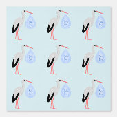 Papier Peint Cute Blue Baby Boy Stork Patterned (Recto)