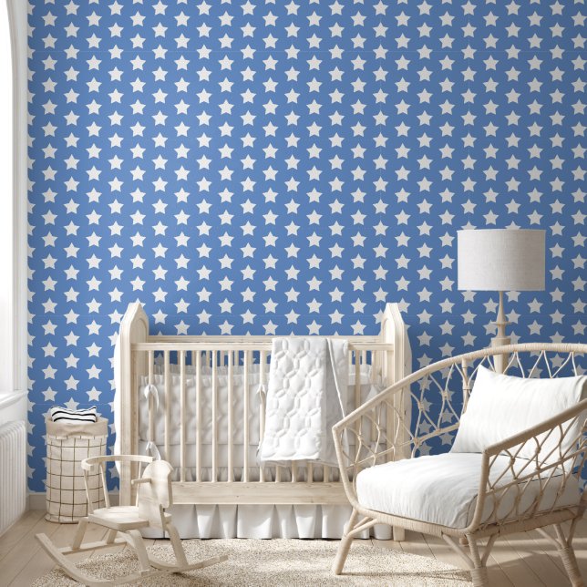 Papier Peint Cute Blue Large Star Répéter Motif (Enfants)