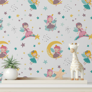 Papier Peint Cute Celestial Fairy Girl Moderne Enfants Motif